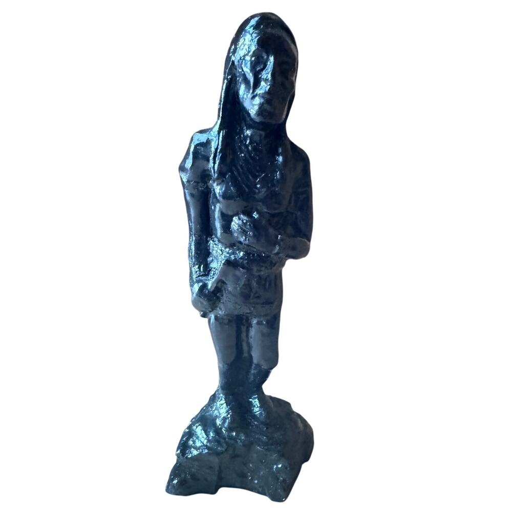 Vintage Hand Crafted Coal Figurine Native American 9” Tall